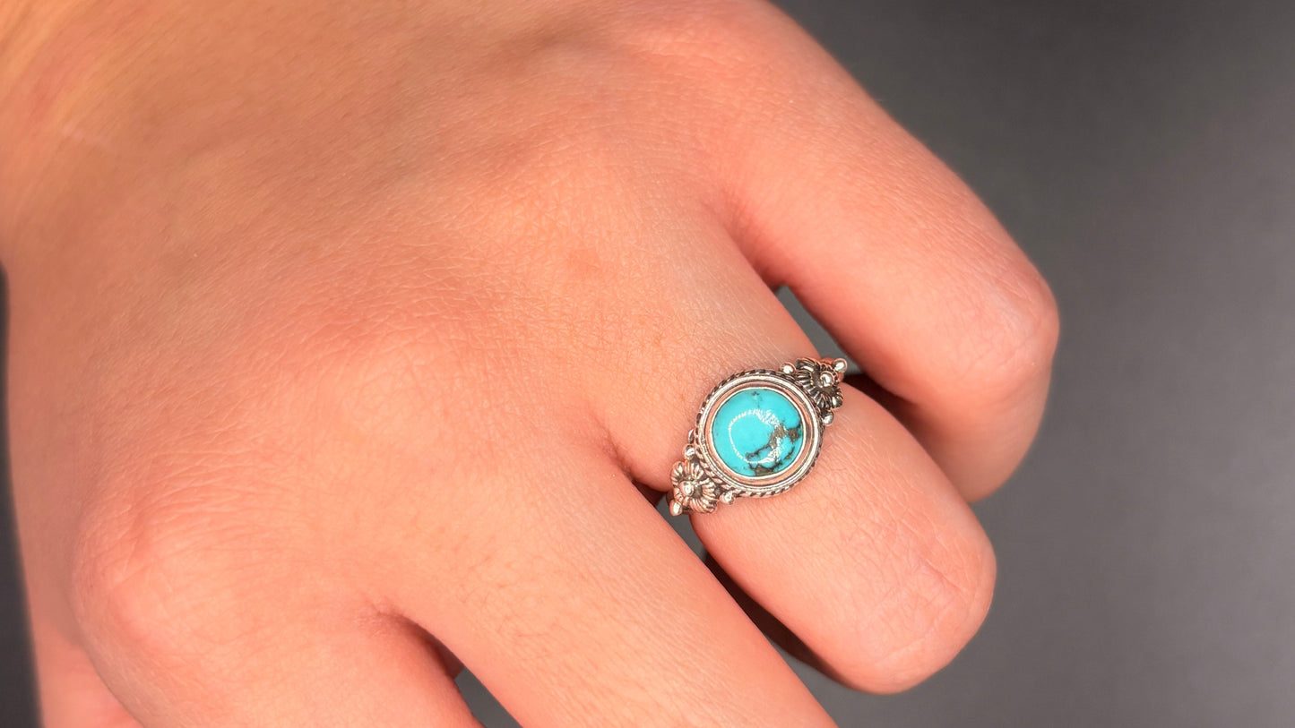 Sterling Silver Genuine Tibetin Turquoise Ring