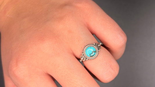 Sterling Silver Genuine Tibetin Turquoise Ring