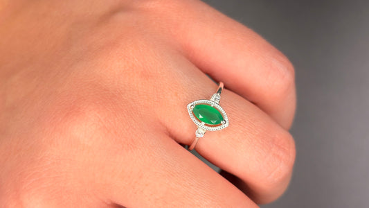 Sterling Silver Marquise Emerald Ring