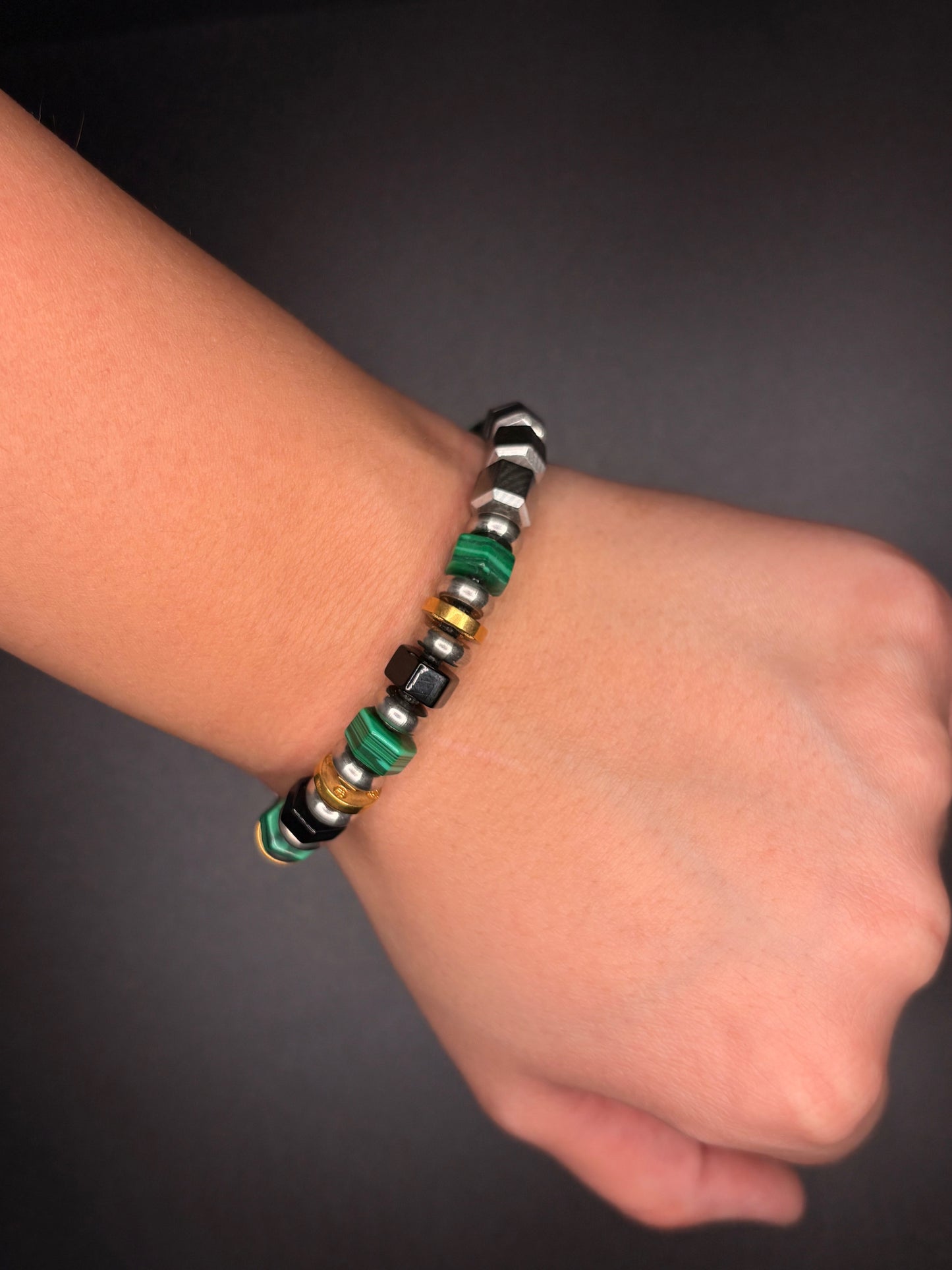 Bushido Bracelet with Smokume, Malachite, Black Onyx