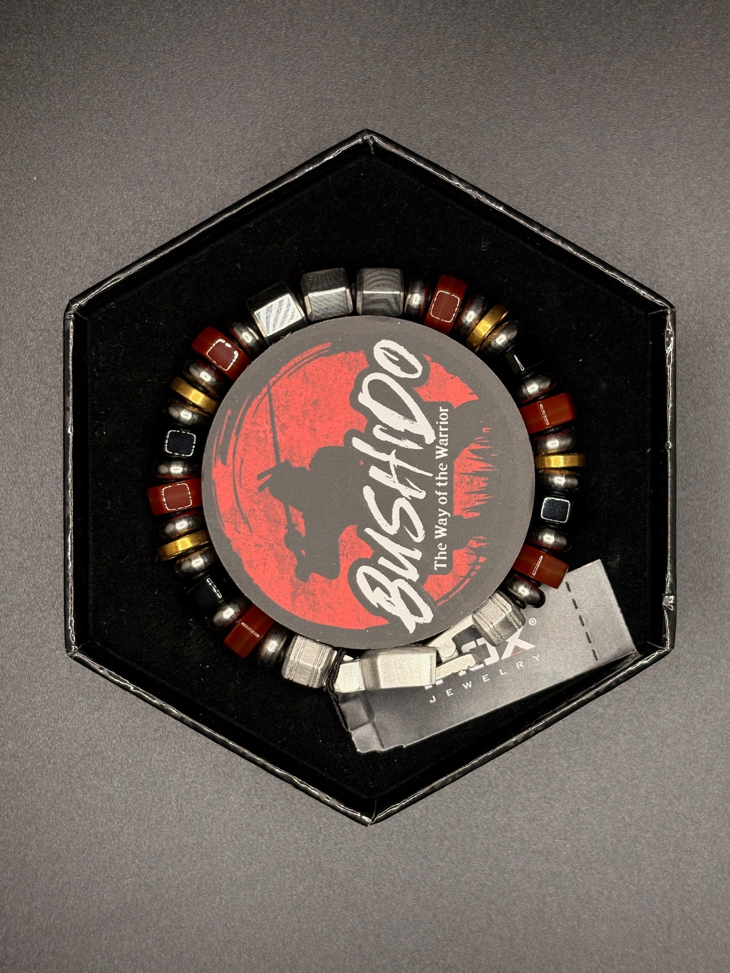 Bushido Bracelet with Sokume, Red Jasper, & Black Onyx