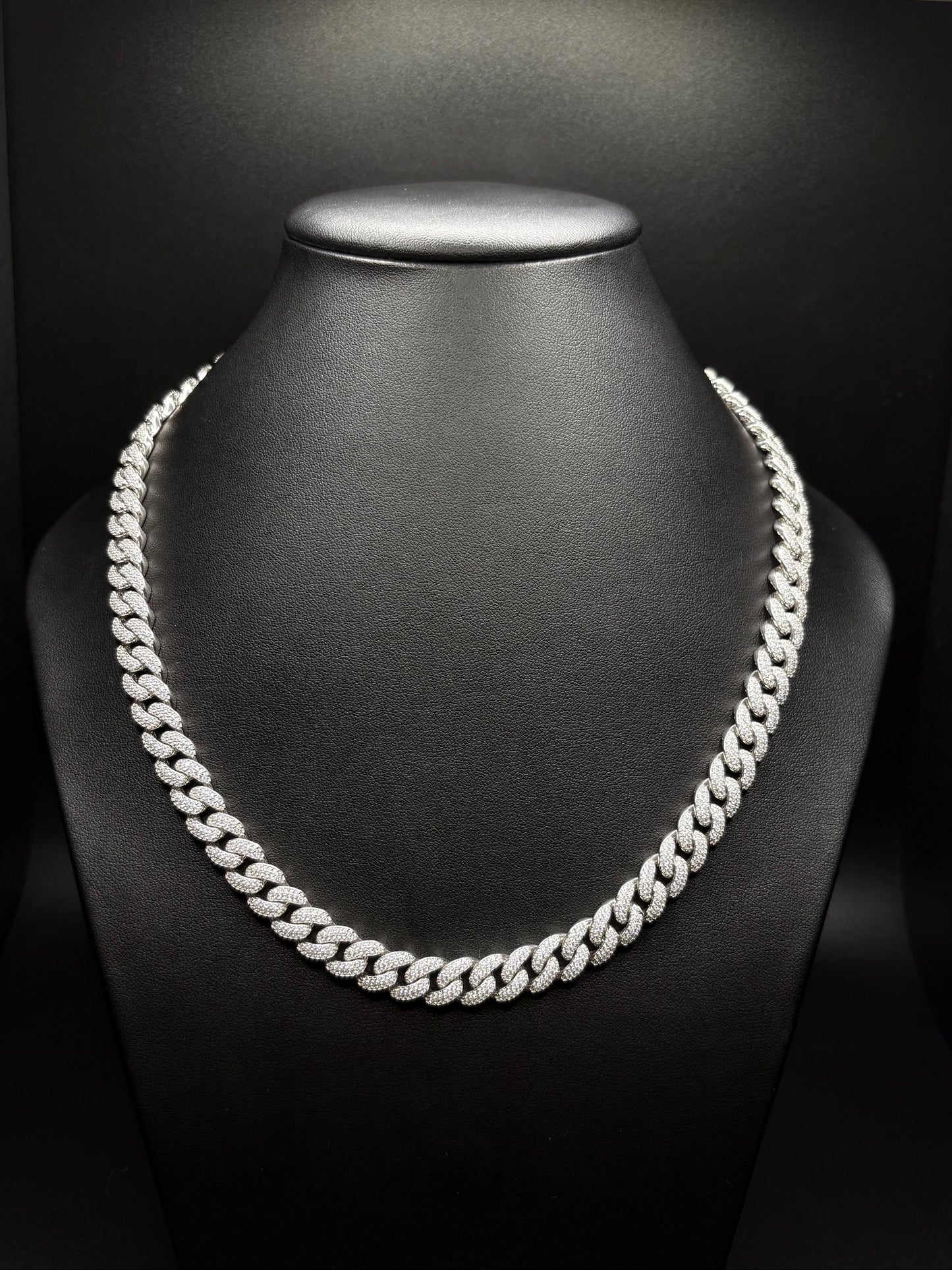 Sterling Silver CZ Miami Curb Chain