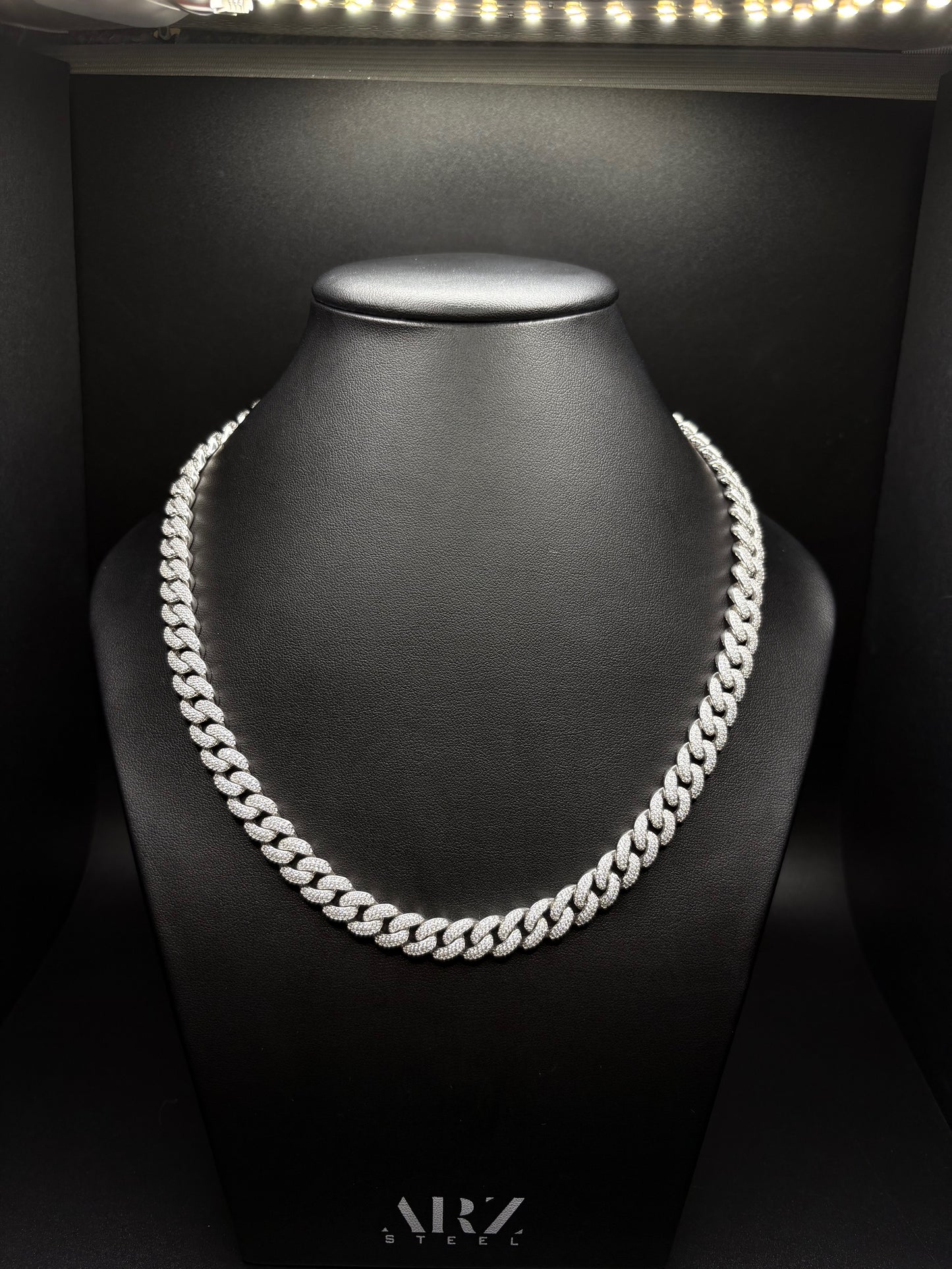 Sterling Silver CZ Miami Curb Chain