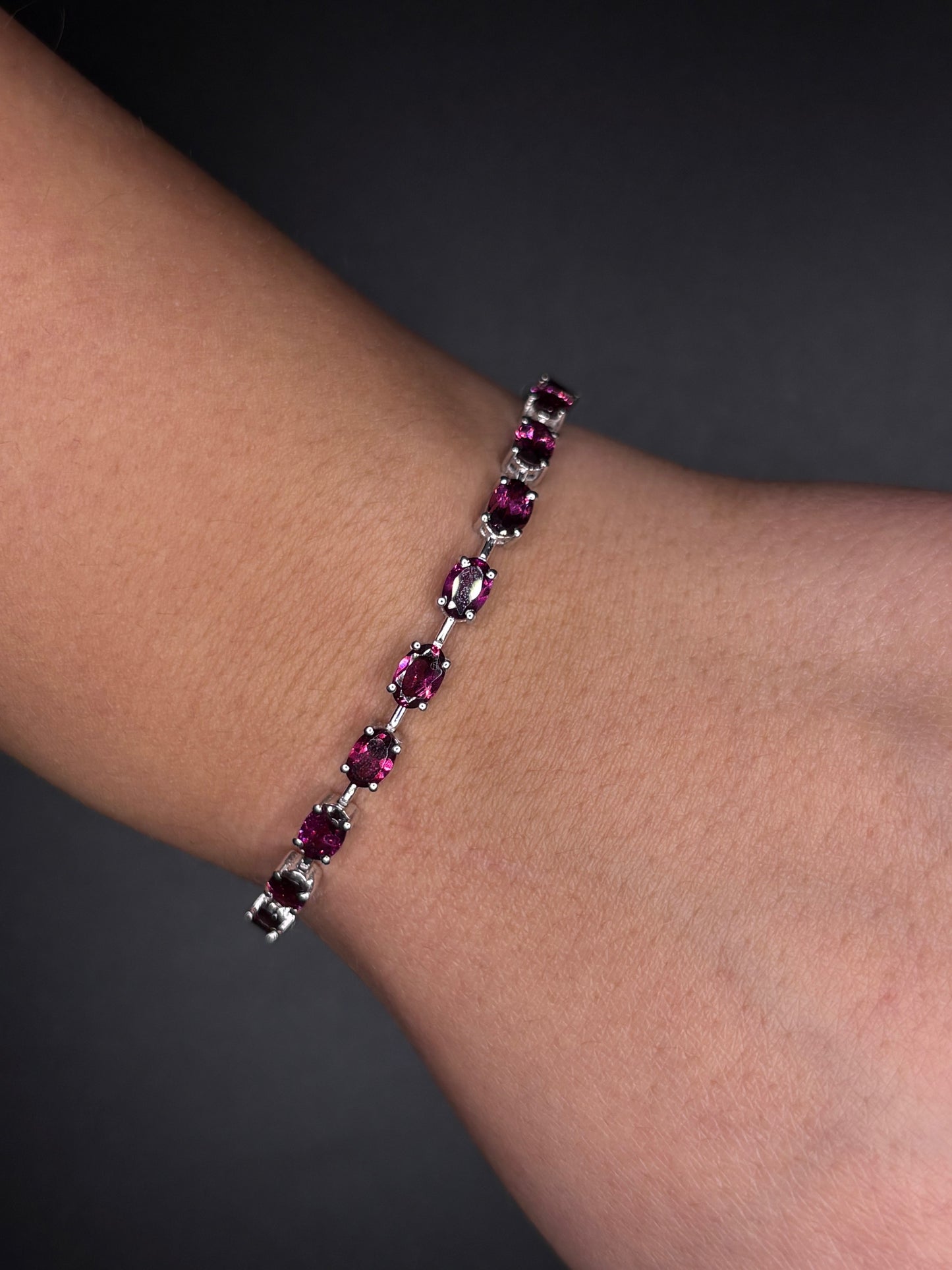 Sterling Silver Garnet CZ's Bracelet