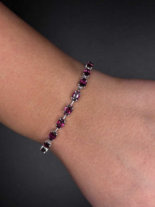 Sterling Silver Garnet CZ's Bracelet