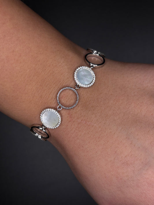 Sterling Silver Mother of Pearl and CZ's bracelet