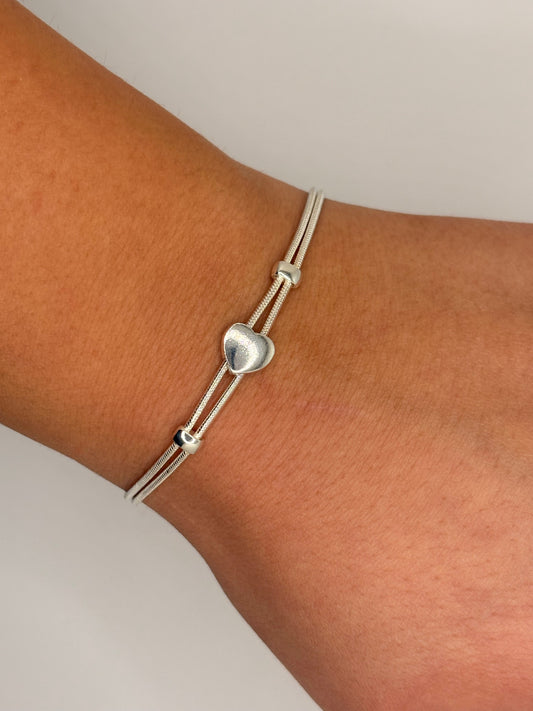 Sterling Silver Heart Charm Bracelet