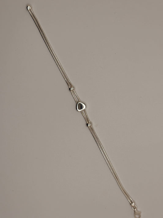 Sterling Silver Heart Charm Bracelet