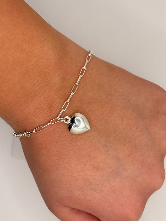 Sterling Silver Heart Charm Bracelet