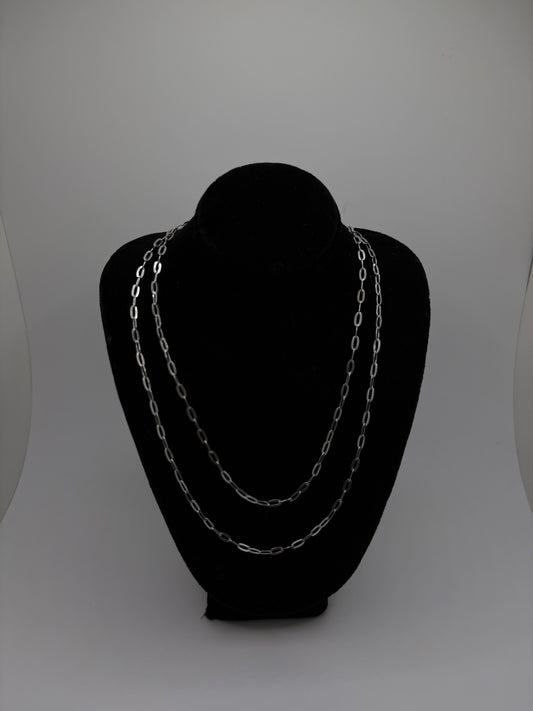 Sterling Silver Layered Paperclip Necklace