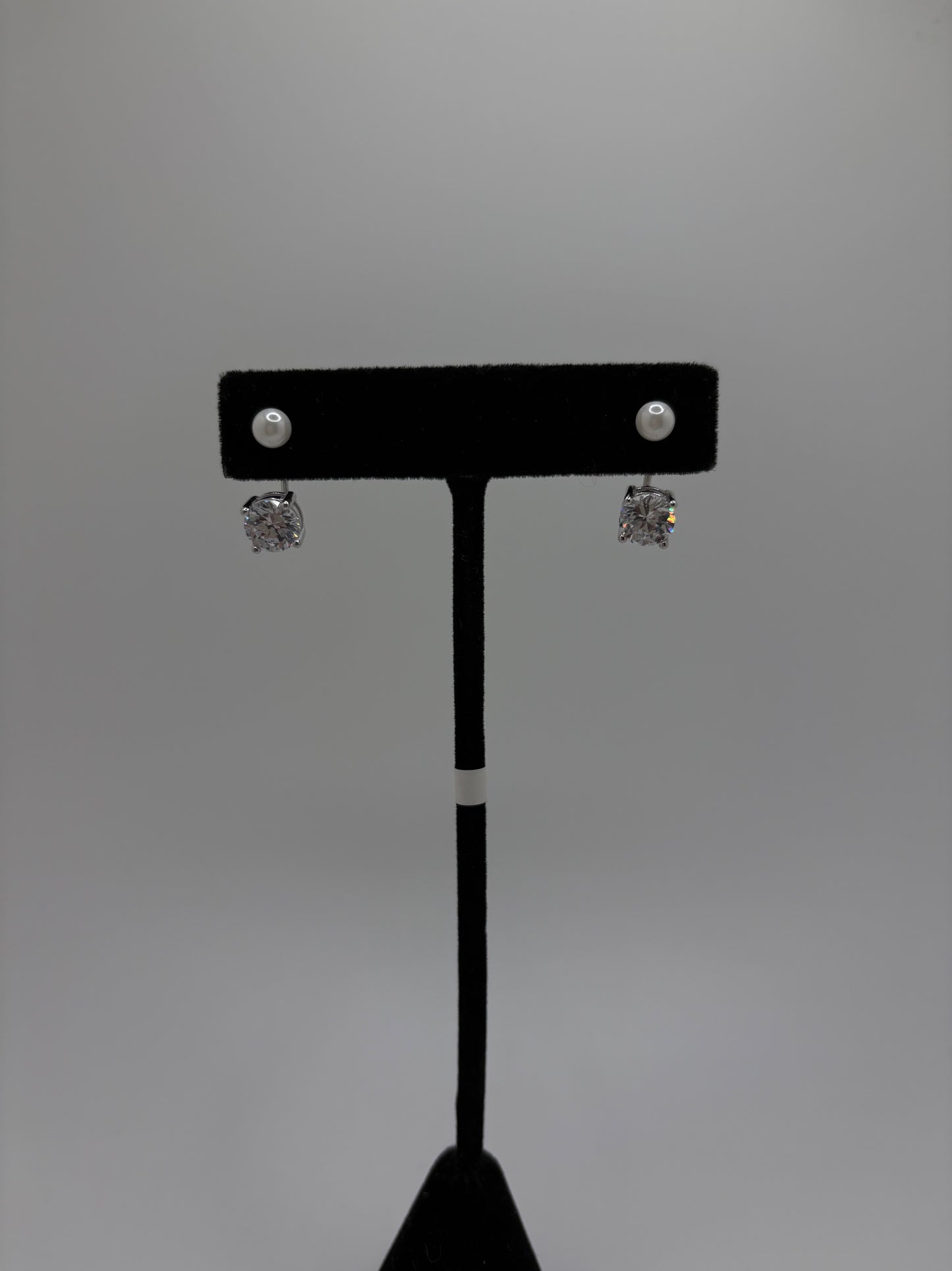 Sterling Silver Pearl CZ Earrings