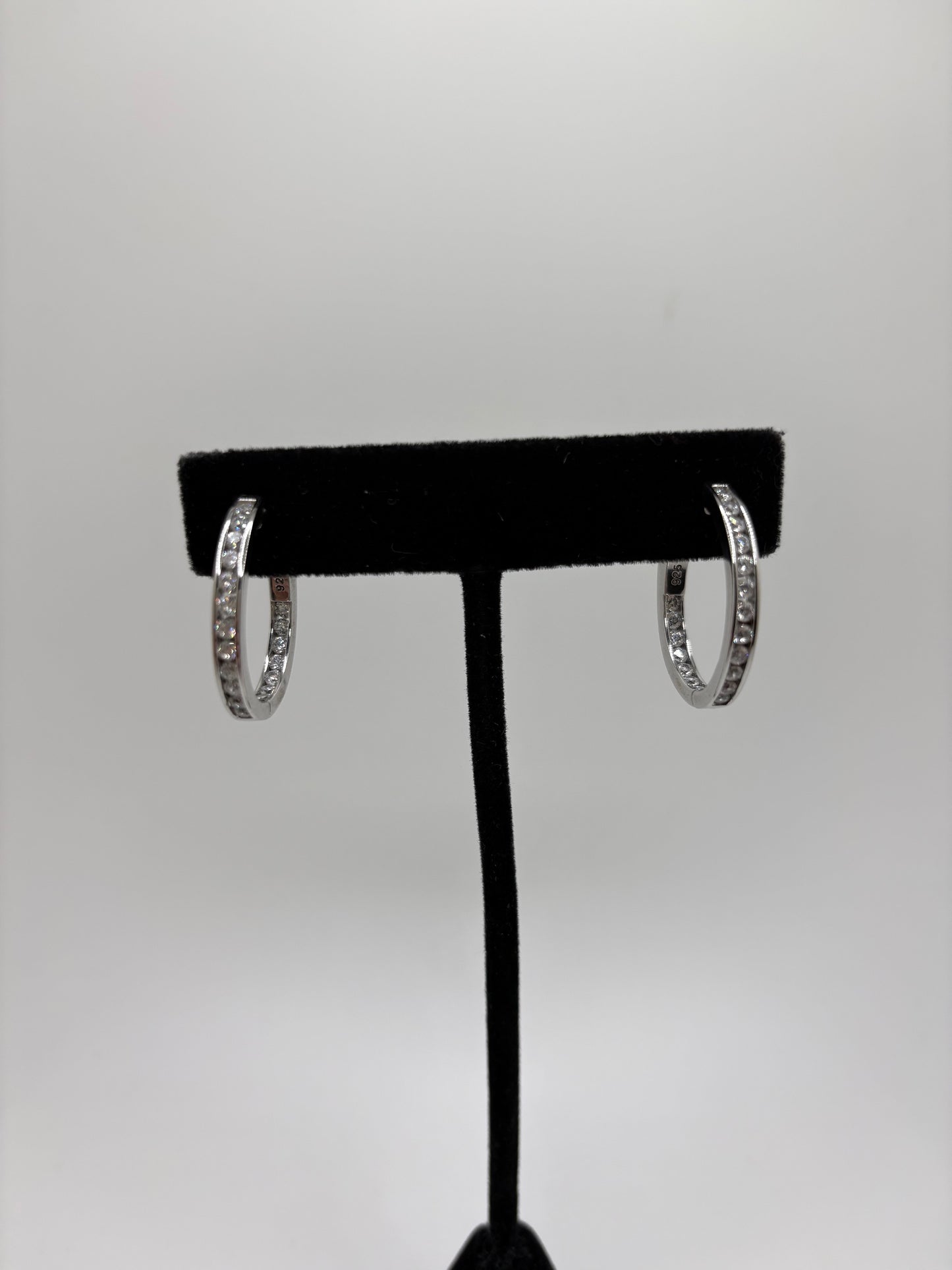 Sterling Silver Cz Hoops 24mm