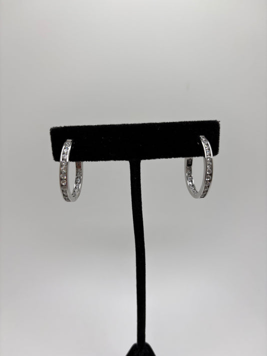 Sterling Silver Cz Hoops 24mm