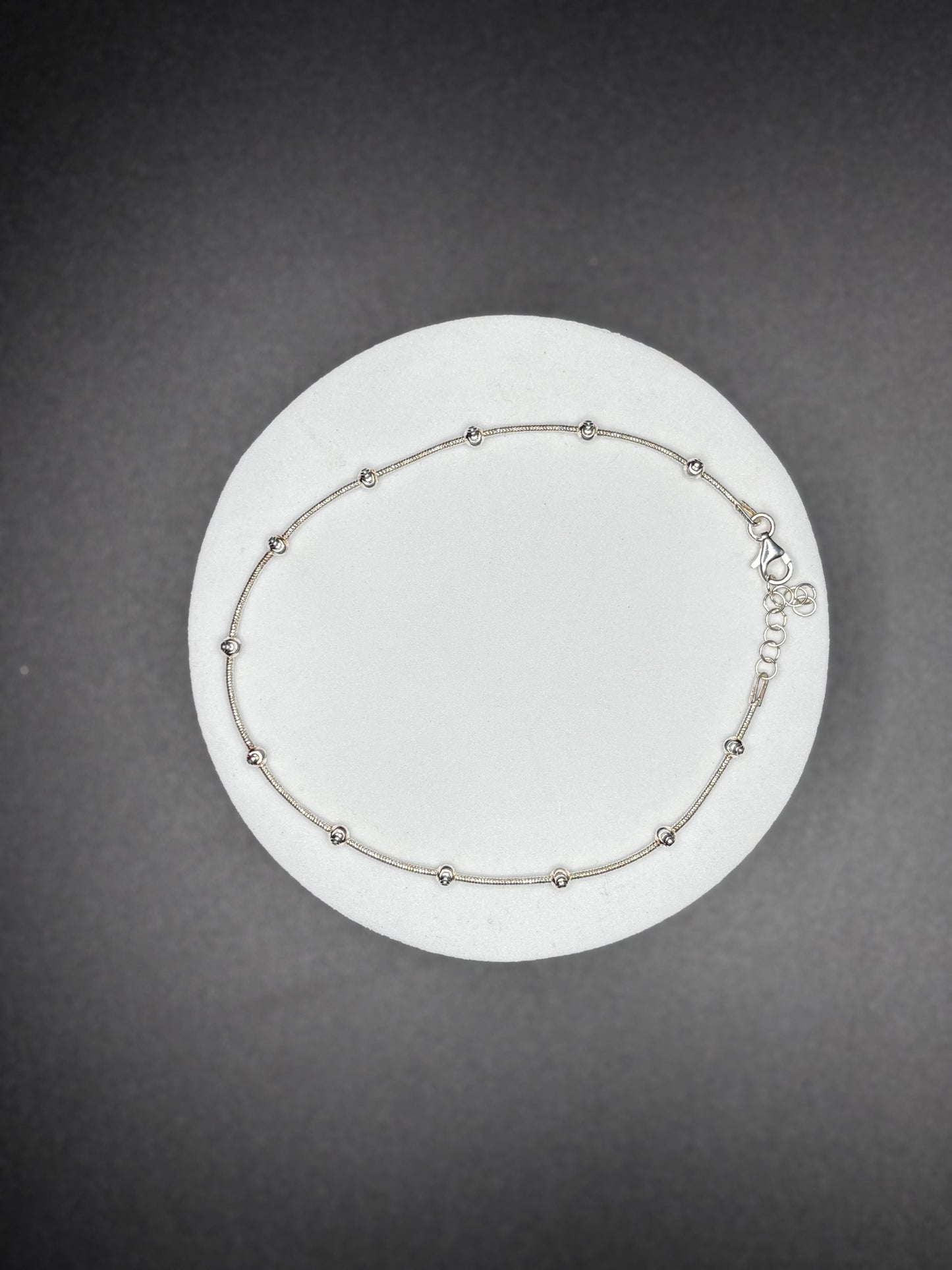 Sterling Silver Beaded Anklet