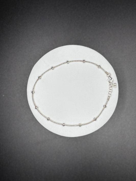 Sterling Silver Beaded Anklet
