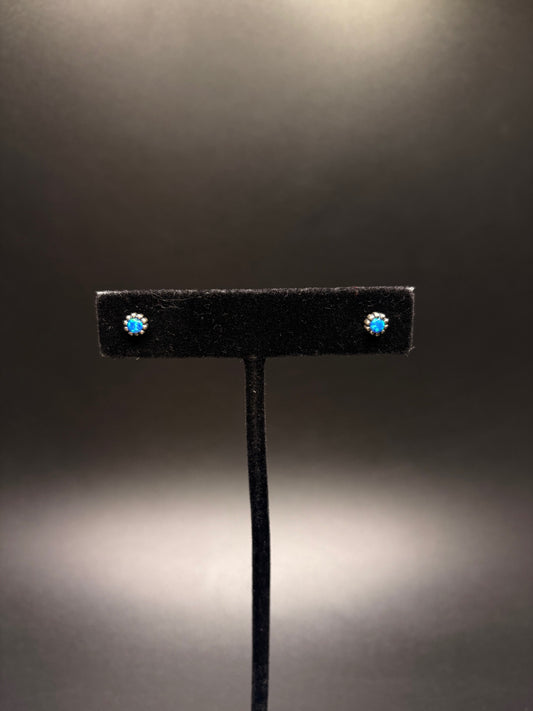 Sterling Silver Blue Opal Studs