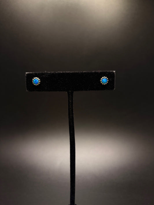 Sterling Silver Blue Opal Studs