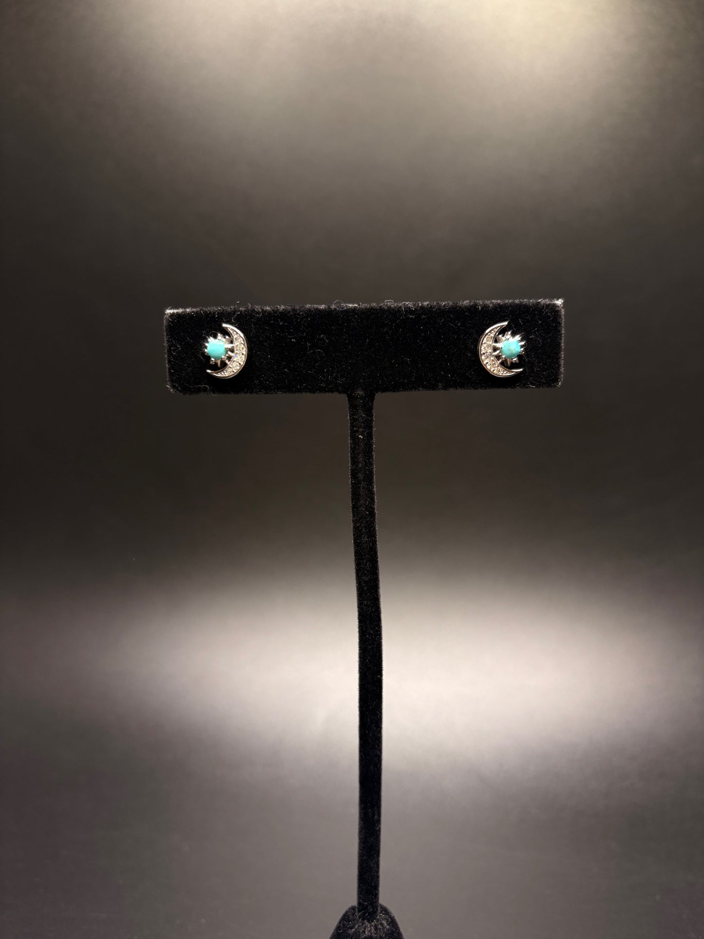 Sterling Silver Turquoise Moon/Star Studs