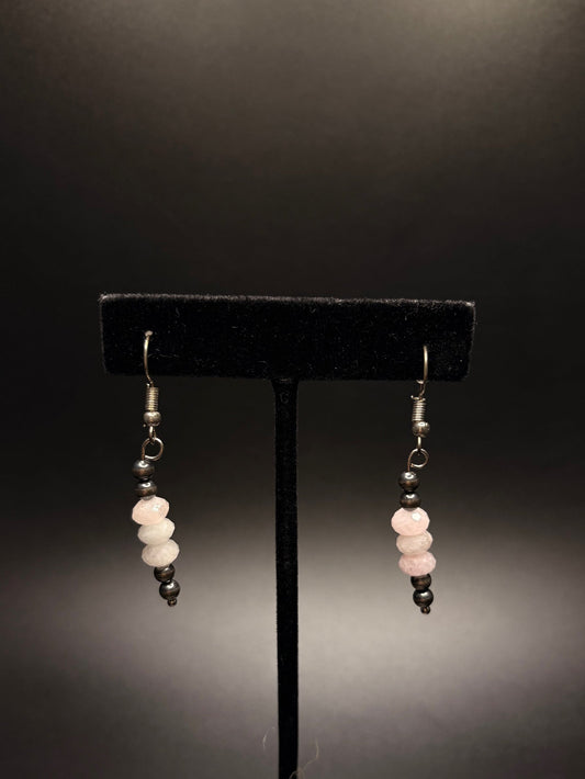 Sterling Silver Pink Morganite Dangle Earrings
