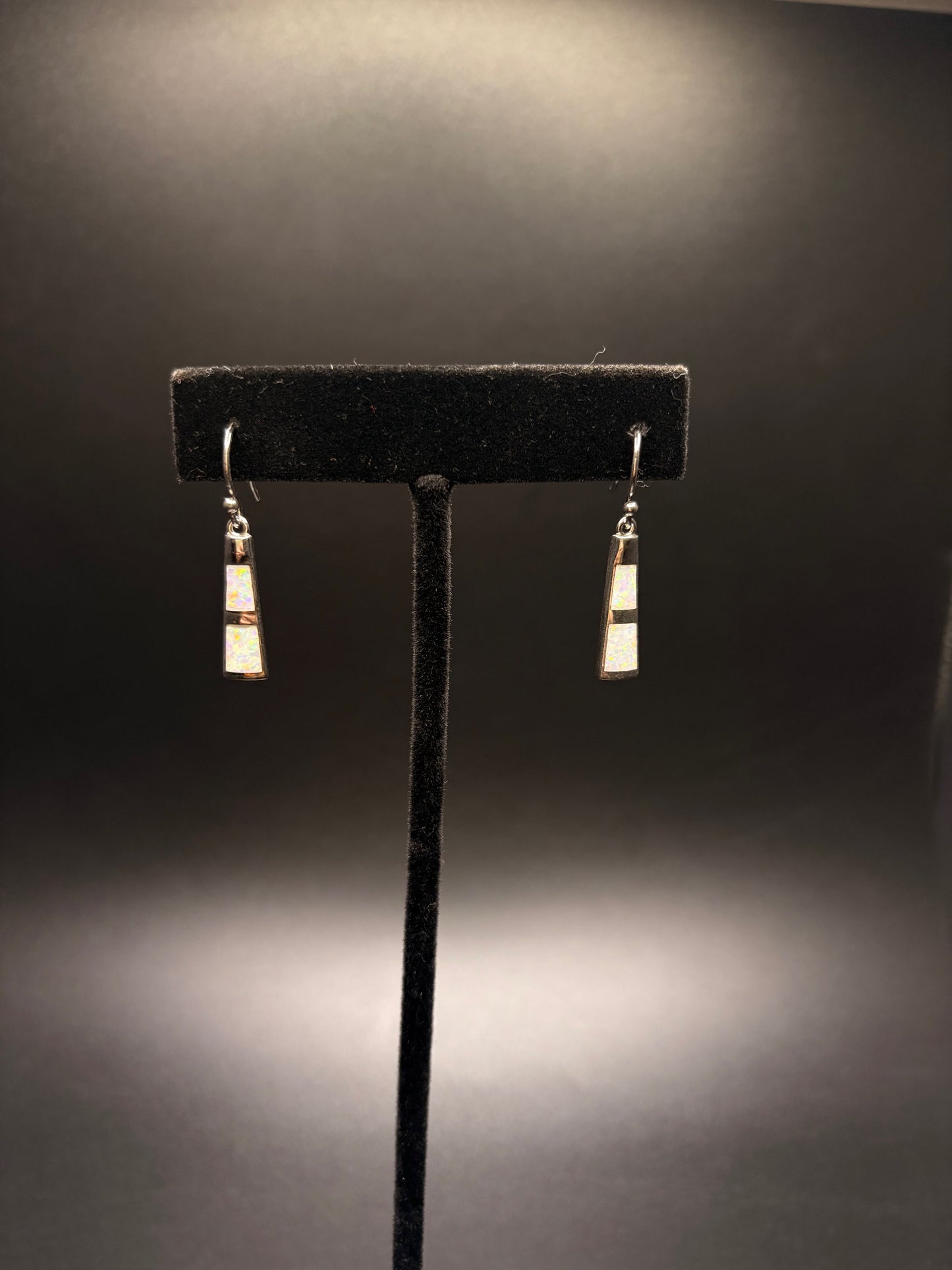 Sterling Silver White Opal Drop Earrings