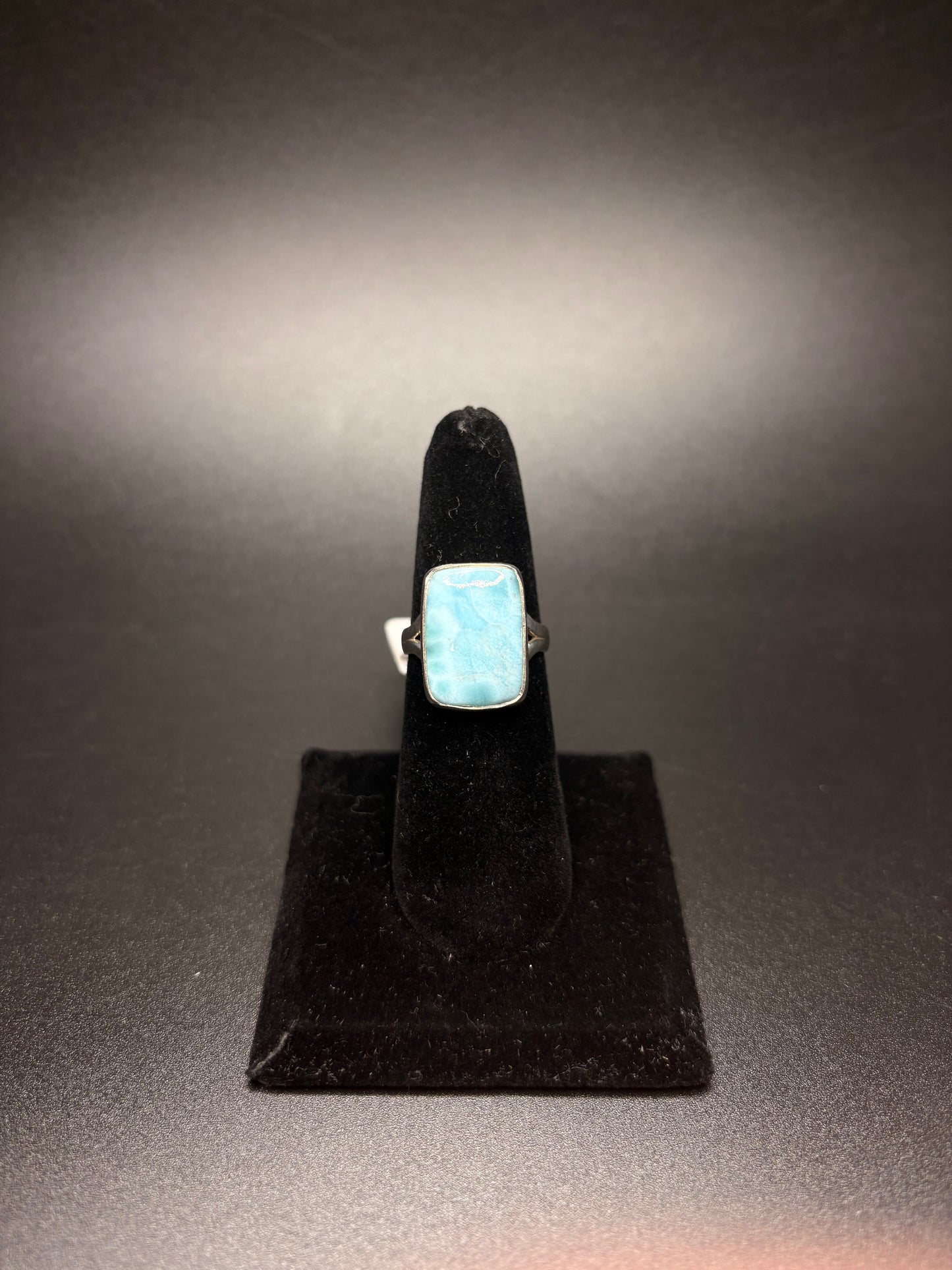 Sterling Silver Rectangle Larimar Ring