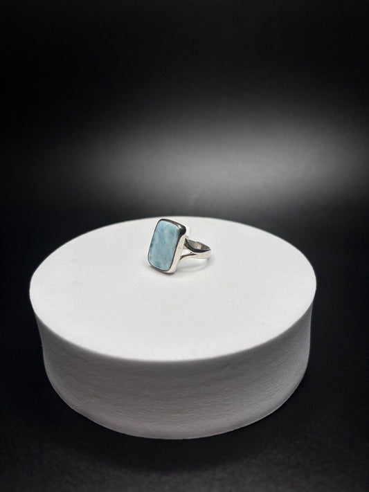 Sterling Silver Rectangle Larimar Ring