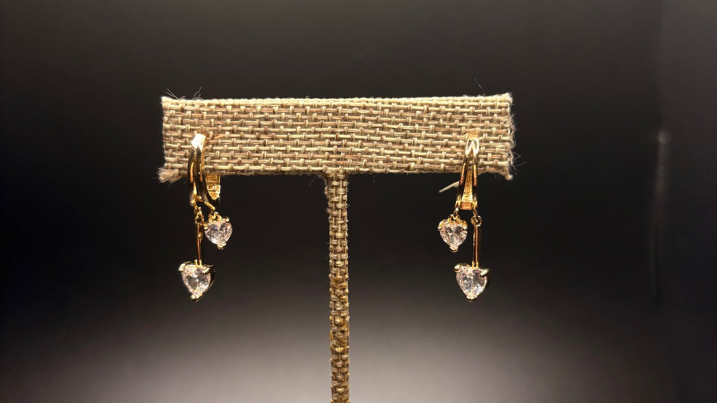 Gold-Filled Cz Heart Drop Earrings