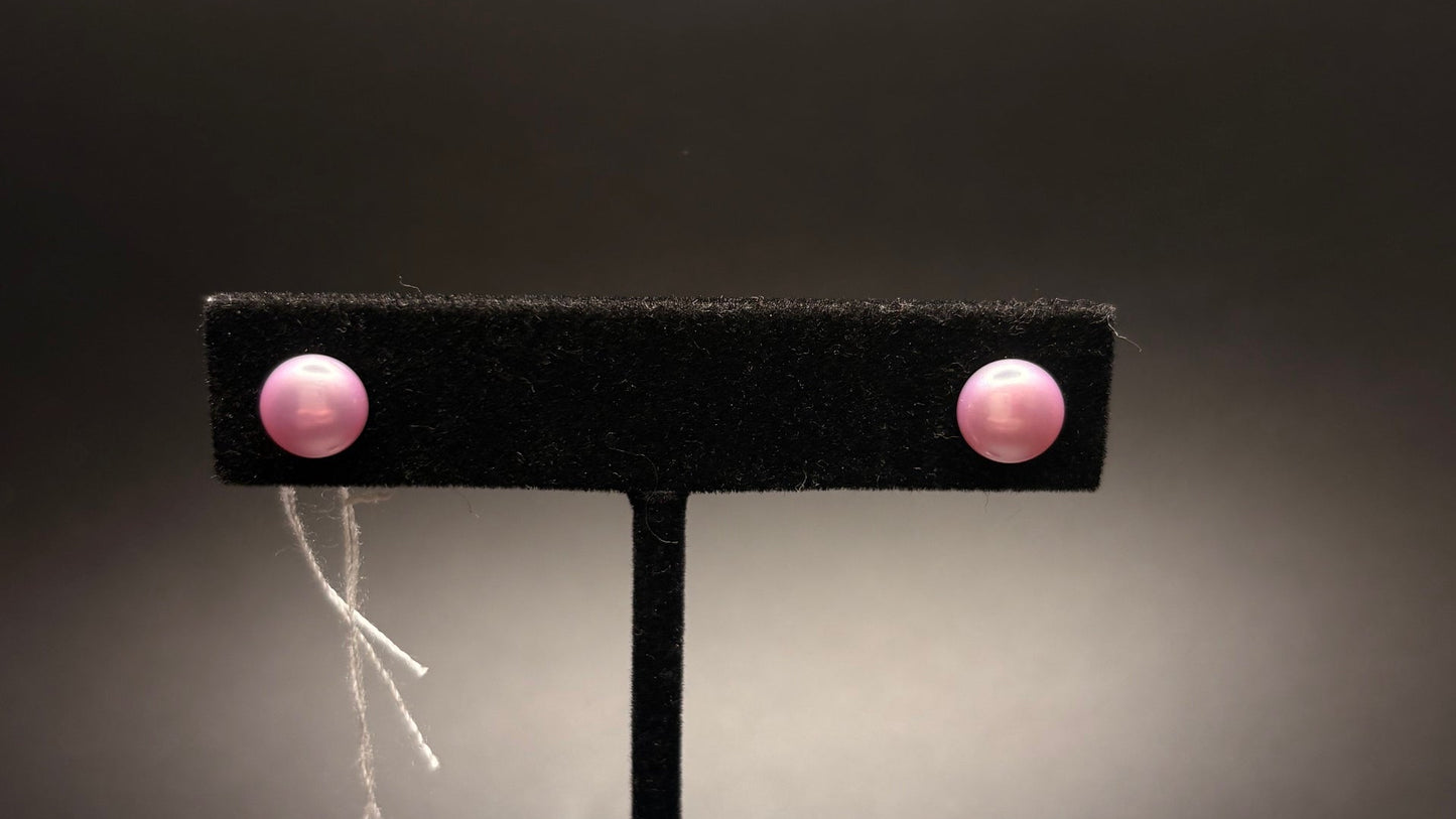 Sterling Silver Pink Pearl Studs