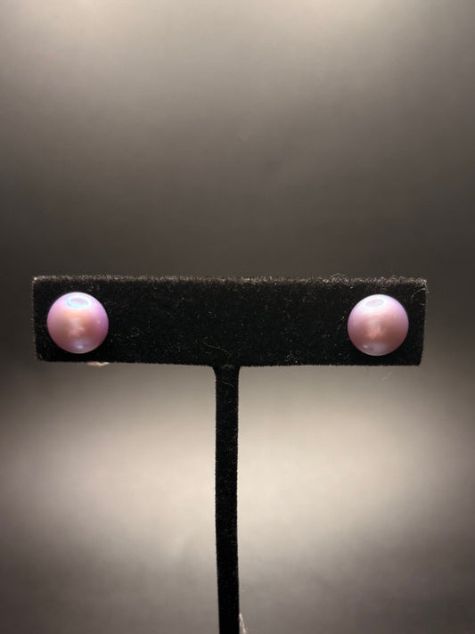 Sterling Silver Purple Pearl Studs