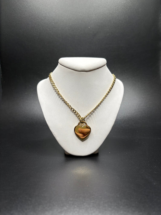 PVD Gold Heart Necklace (Engravable)