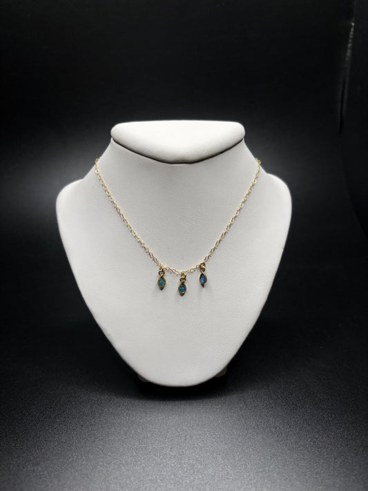 Gold-Filled Blue Opal Teardrop Necklace