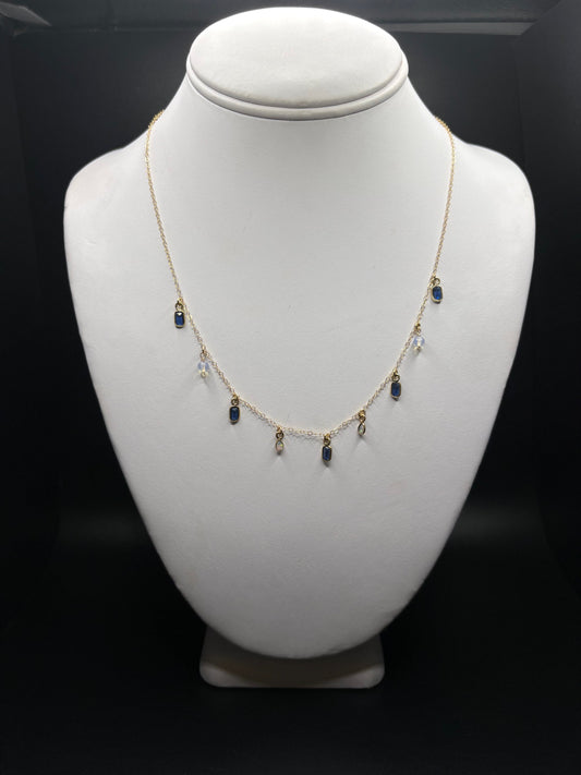 Gold-Filled Blue Gem Necklace
