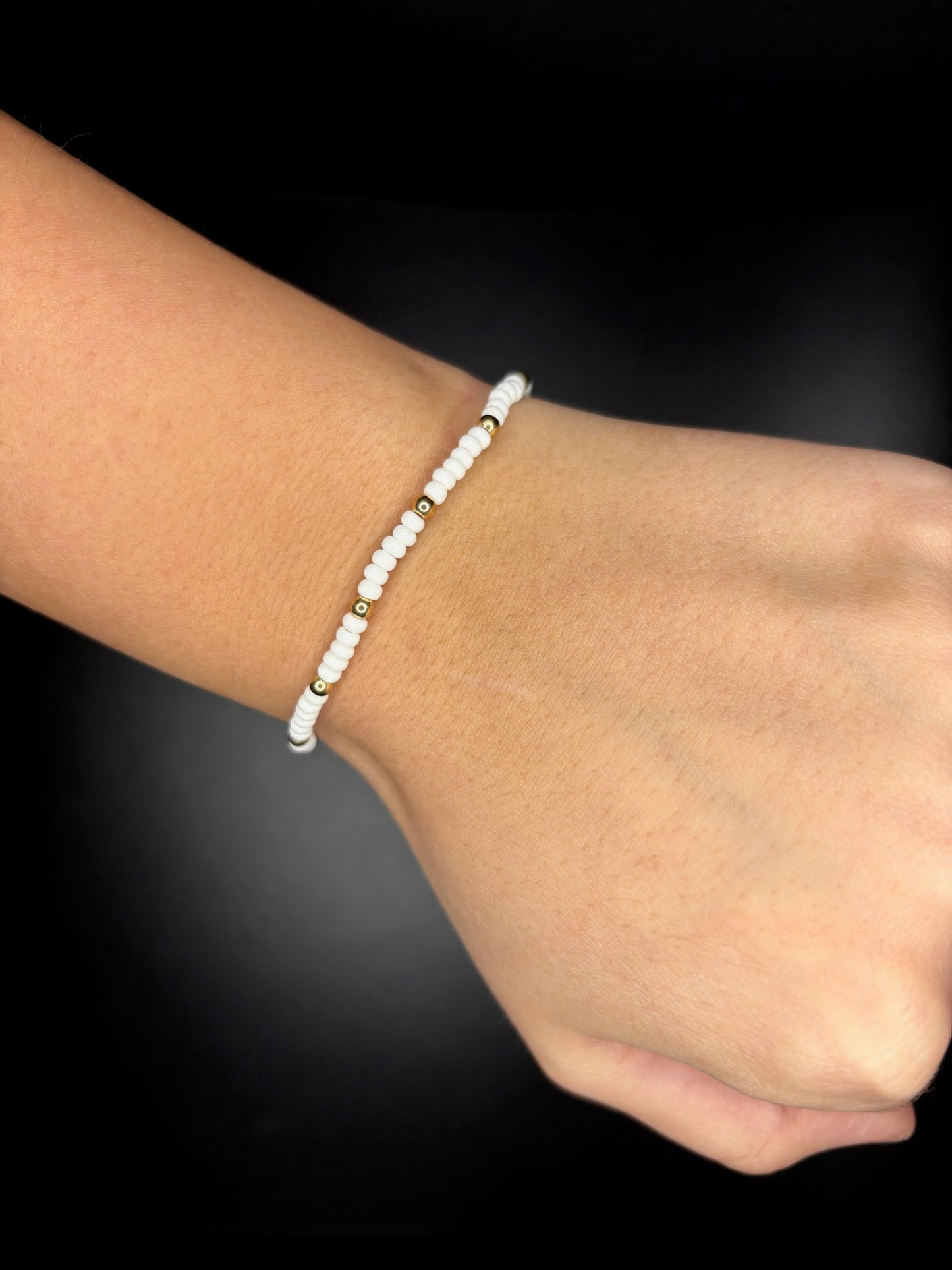 14k Gold-Filled White and Gold Beaded Bracelet