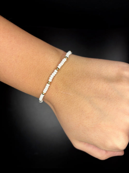 14k Gold-Filled White and Gold Beaded Bracelet