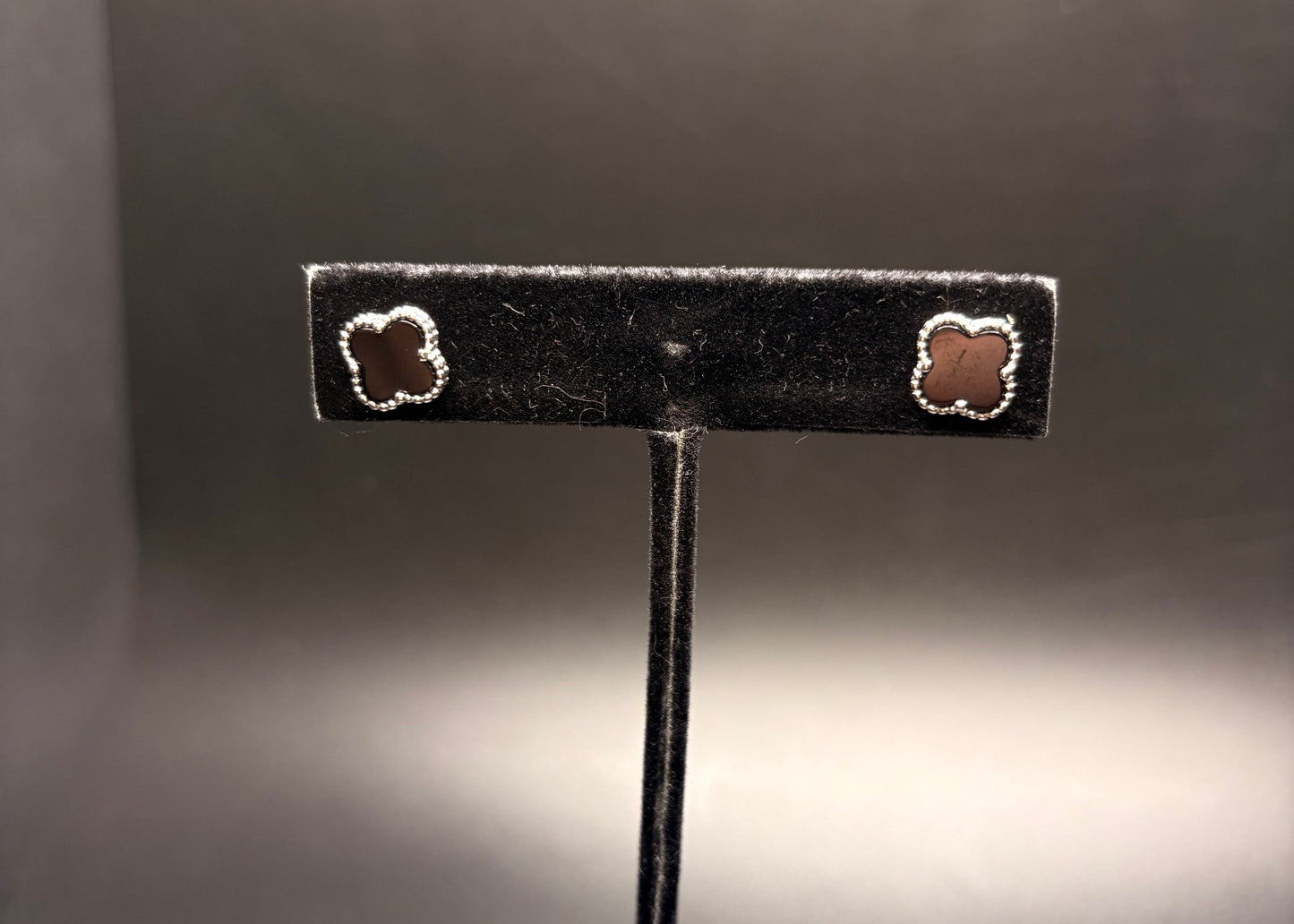 Sterling Silver Black Clover Studs