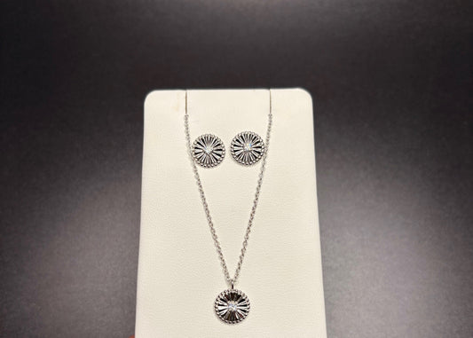 Sterling Silver Cz Earring and Necklace Set