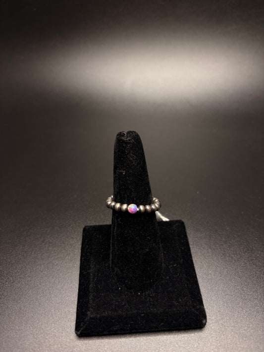 Sterling Silver Navajo Purple Opal Stretch Ring