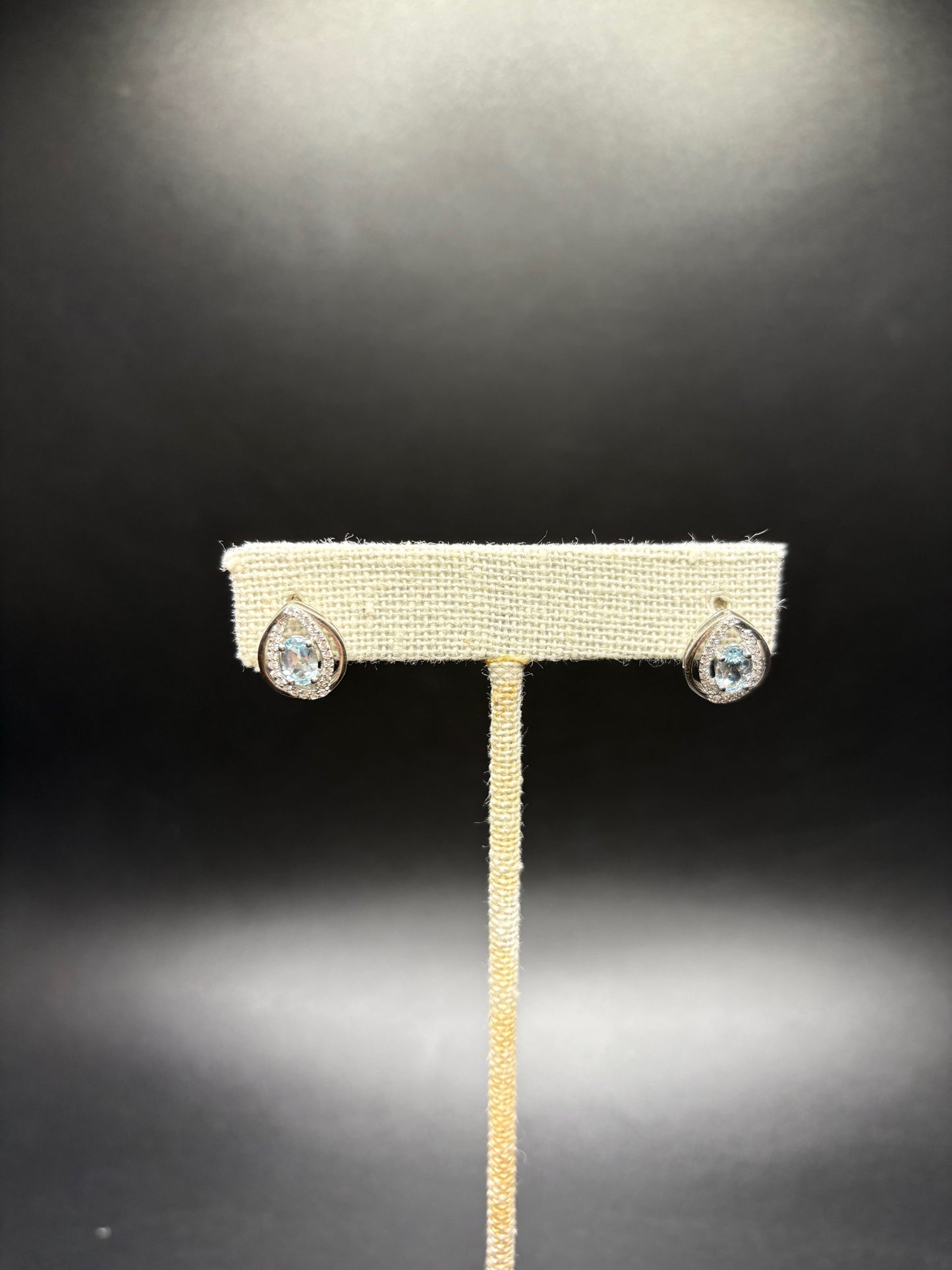 Sterling Silver Aquamarine CZ Studs