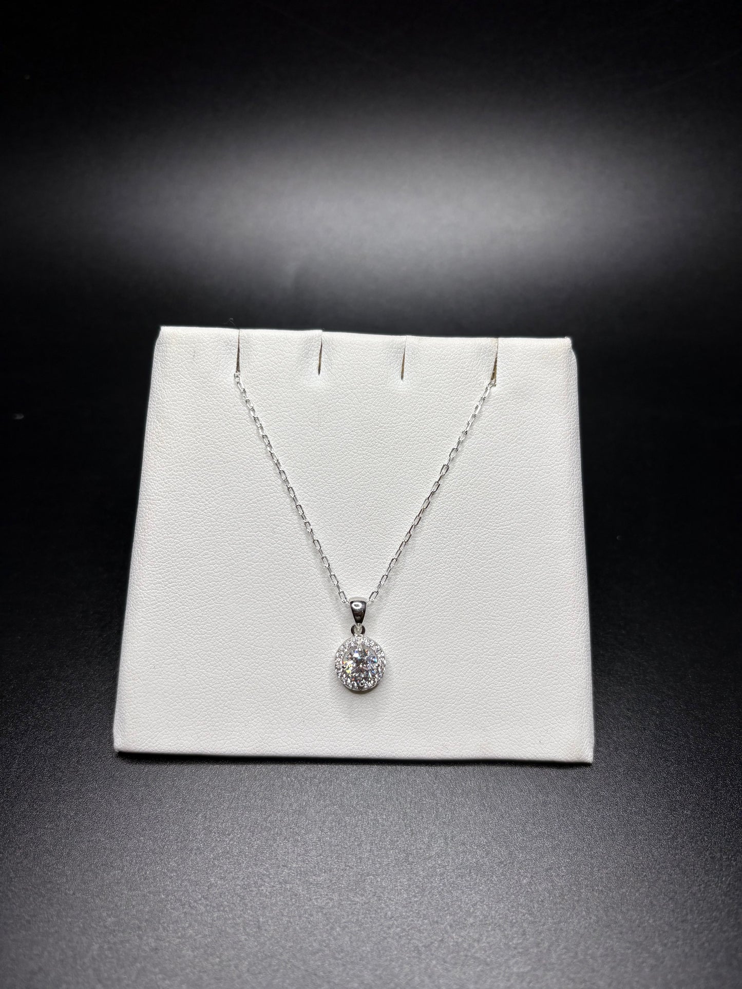 Sterling Silver Cz Circular Pendant Necklace