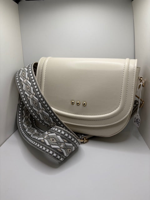 Cream Saddle Cross-body Purse
