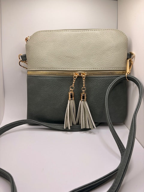 Teal/Sage Double Zip Cross Body