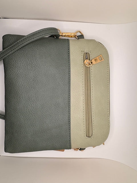 Teal/Sage Double Zip Cross Body