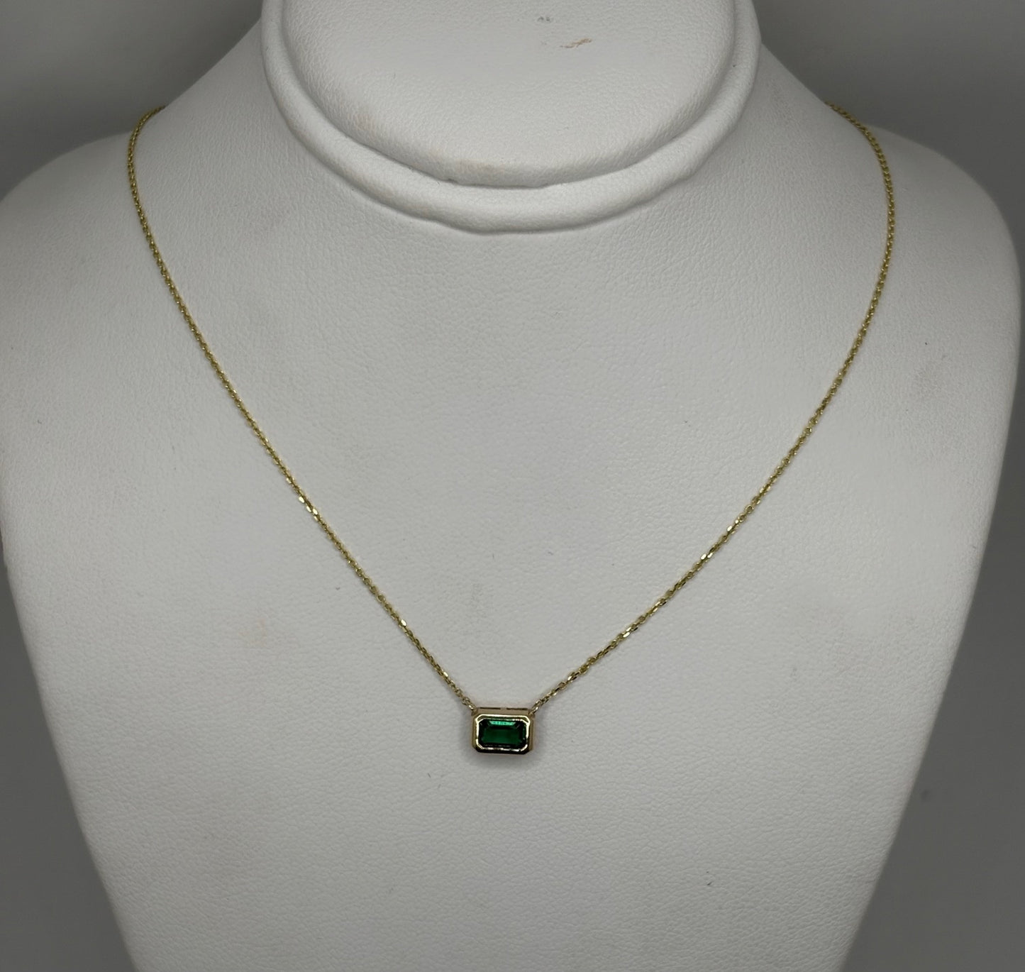 10K Yellow Gold With A Lab Grown Emerald Necklace