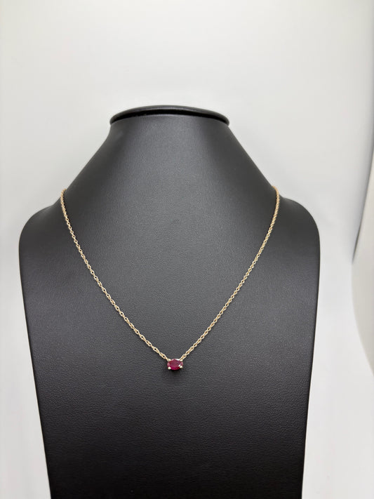 14K Yellow Gold Genuine Ruby Necklace