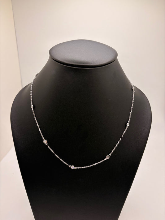 14K White Gold Lab Grown Diamond By the Yard Necklace