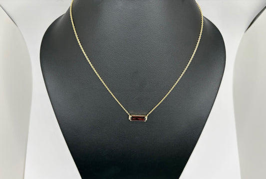 14K Yellow Gold Garnet With Diamonds Necklace