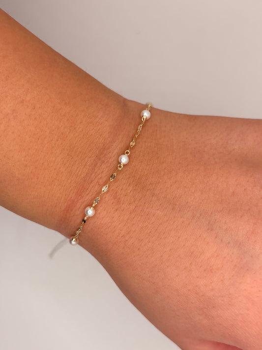 14K Yellow Gold Fresh Water Pearl Bracelet