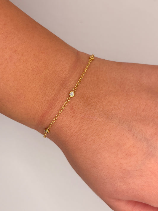 14K Yellow Gold Natural Diamond By The Yard Bracelet
