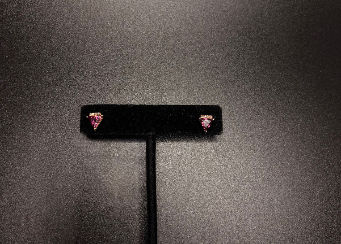 10K Rose Gold With Natural Diamonds Triangle Studs