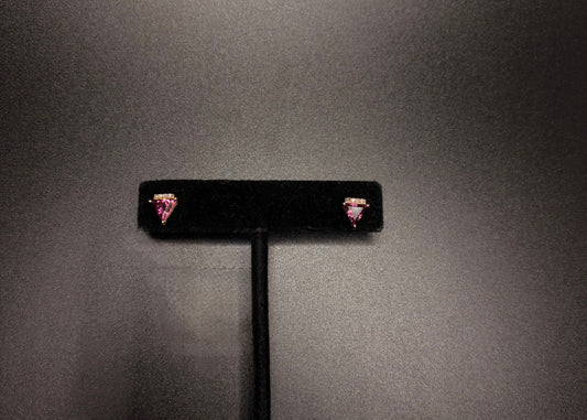 10K Rose Gold With Natural Diamonds Triangle Studs